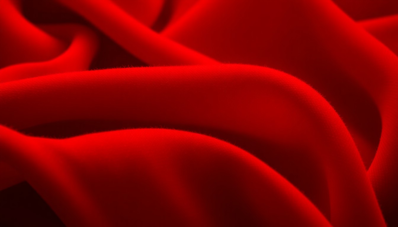 An extreme close-up photograph of a rich, velvety red fabric texture, lit dramatically with high-contrast studio lighting to create a luxurious, glamorous aesthetic that evokes the celebratory mood of the Mother's Day music collaboration.