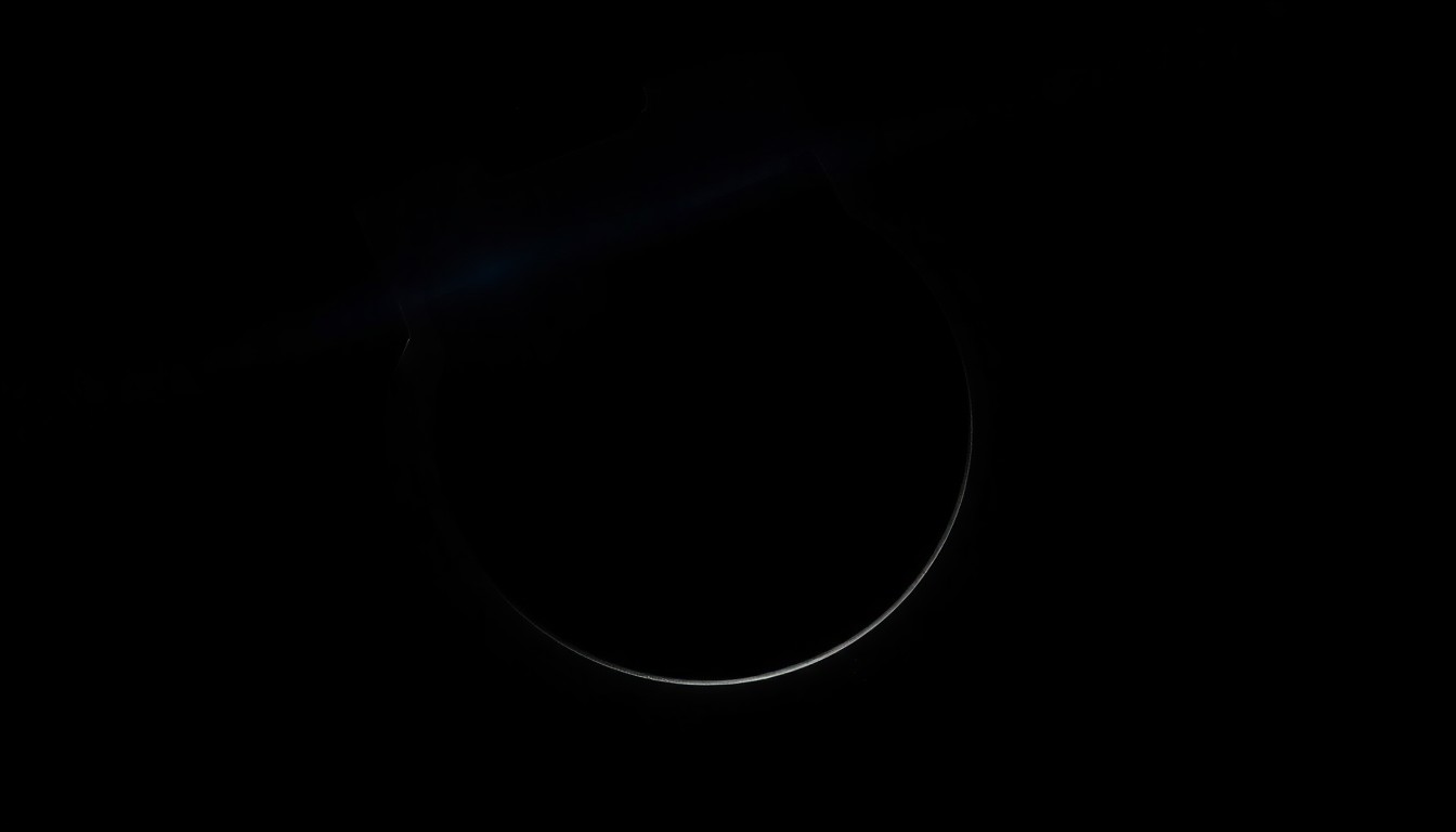 An extreme close-up of a shiny metal police badge or handcuffs, dramatically lit by a harsh flash against a black background, conveying a sense of serious investigation and scrutiny.