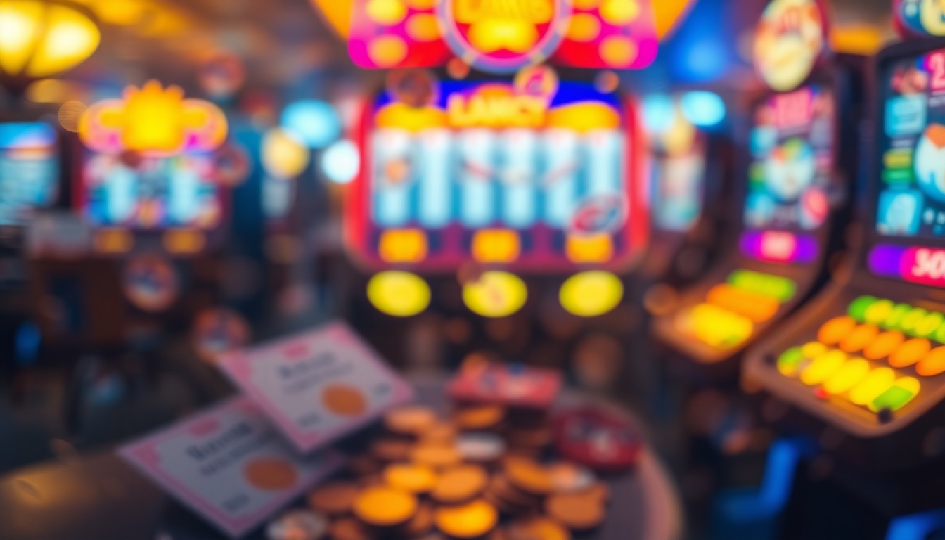 An extremely abstracted, out-of-focus photograph in warm tones depicting a blurred scene of lottery tickets, coins, and a glowing jackpot display, conceptually representing the dreamlike quality of playing the lottery.