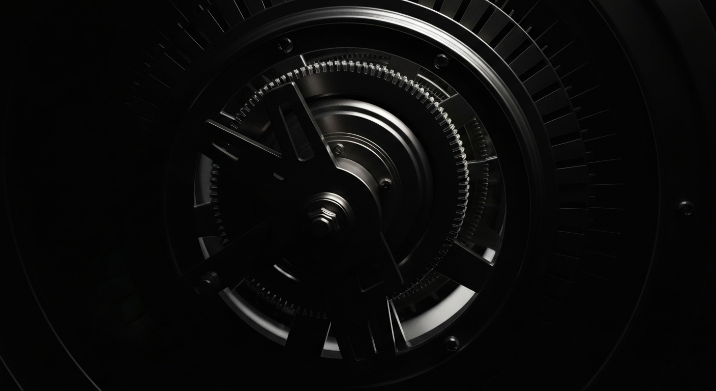 An extreme close-up of the spinning gears and mechanisms inside a lottery ball machine, rendered in a dramatic, high-contrast industrial style to convey the complex, high-stakes nature of the lottery system.