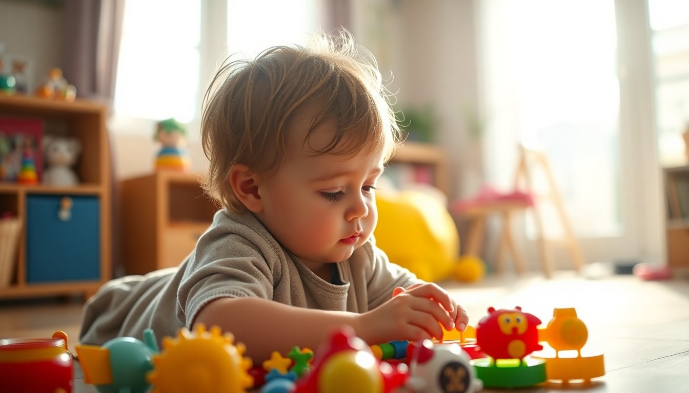 An extremely abstracted, out-of-focus photograph of a young child playing with colorful toys, composed entirely of soft pools of warm color and light, capturing the mood of a community event focused on supporting families.