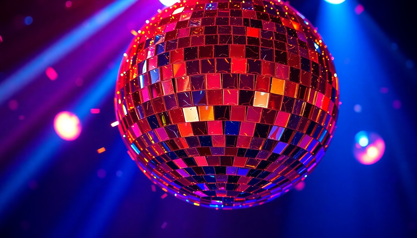An abstract close-up photograph of shattered glass reflecting colorful stage lights, conveying the energy and glamour of an electronic music concert.
