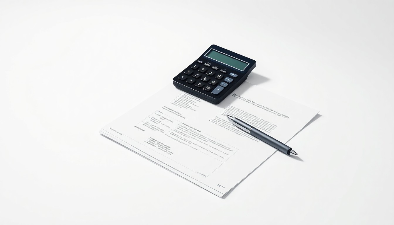 A minimalist, photorealistic studio still life featuring a stack of financial documents, a pen, and a calculator on a clean, monochromatic background, symbolizing the abstract corporate strategy and financial markets at the heart of this cross-border regulatory dispute.