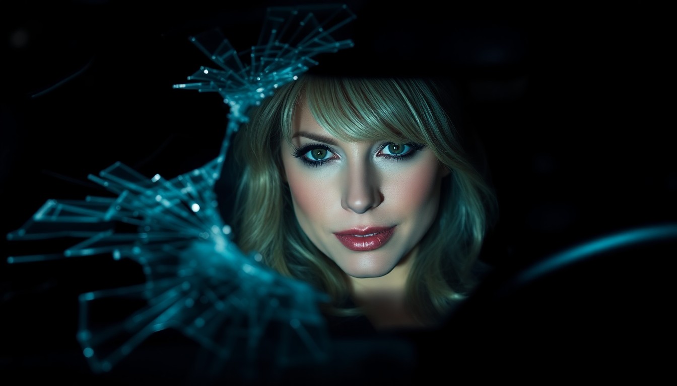 An abstract close-up photograph of a shattered car windshield reflecting a faint silhouette, conveying a sense of vulnerability and the aftermath of a traumatic incident.