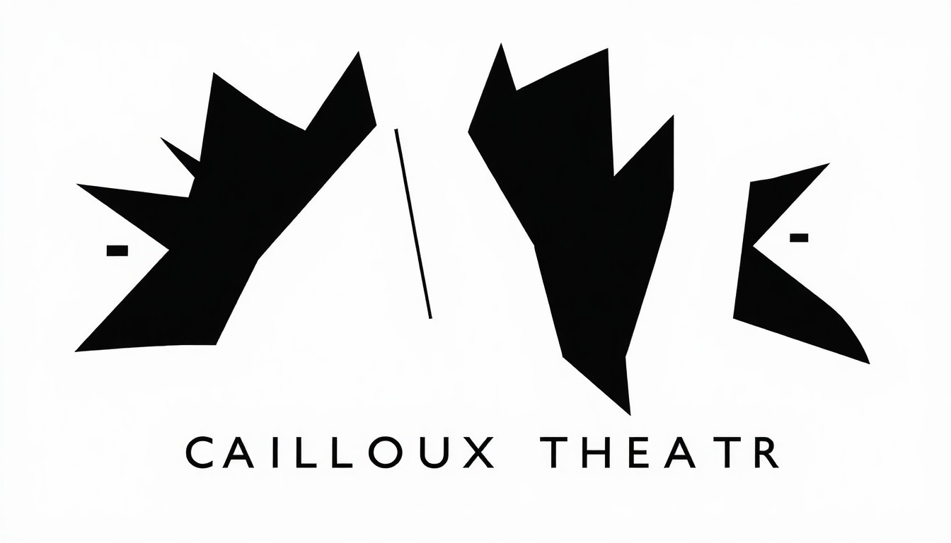 A minimalist, abstract illustration using bold black shapes and stark white negative space to conceptually represent the diverse programming at the Cailloux Theater.