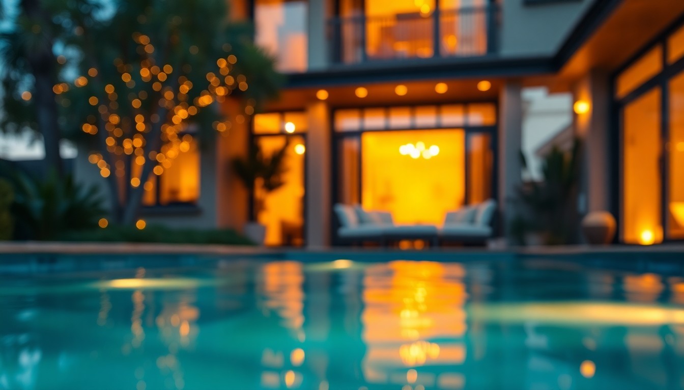 An abstract, out-of-focus photograph in warm, golden tones, depicting the cozy, inviting atmosphere of a private residential home.