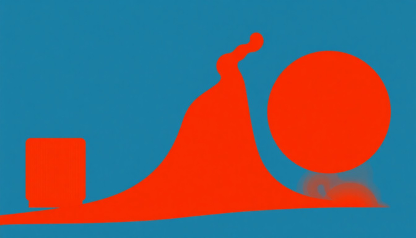 An abstract illustration using bold geometric shapes and primary colors to represent the concept of copper supply chain disruptions and price volatility.