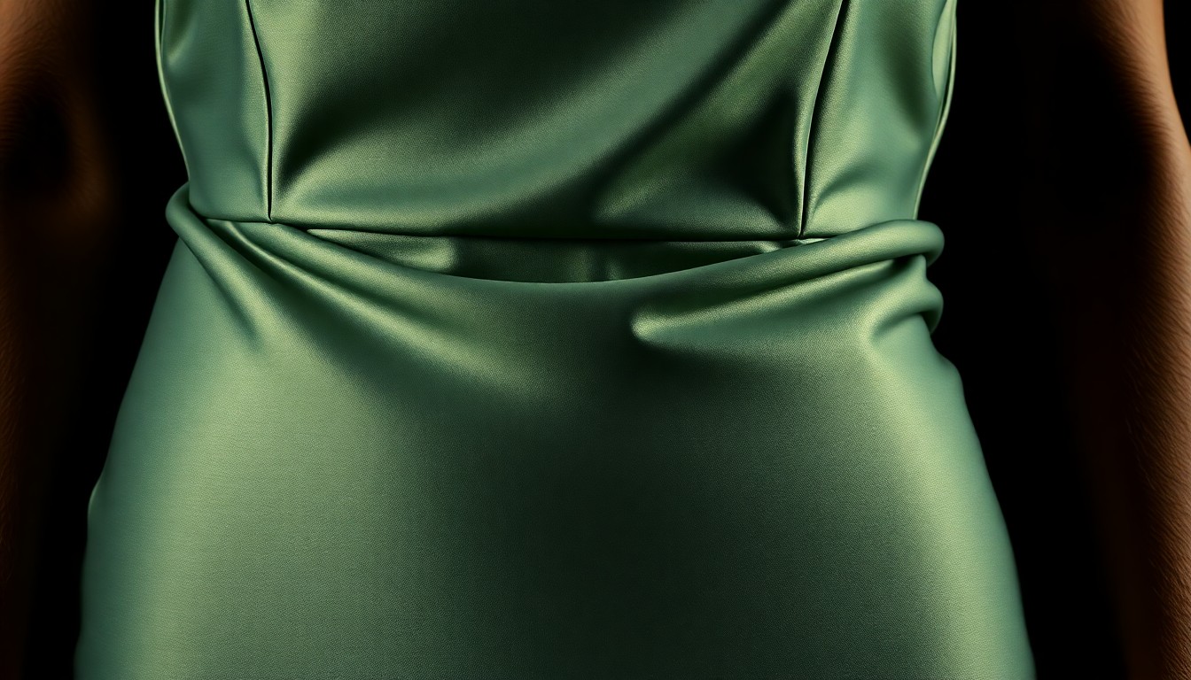 An extreme close-up photograph of a shimmering, textured fabric in high-contrast studio lighting, conceptually representing the glamour and luxury of Mindy Kaling's red carpet look.