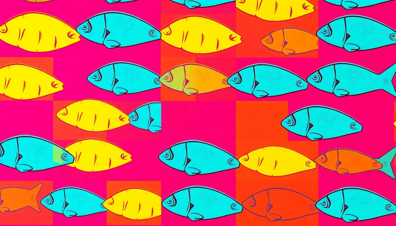 A bold, colorful silkscreen grid of a single iconic Cleveland food item, such as a pierogi or bratwurst, transformed into a vibrant pop art composition through the use of overlapping neon hues and heavy black outlines, conceptually representing the city's culinary scene gaining international recognition.