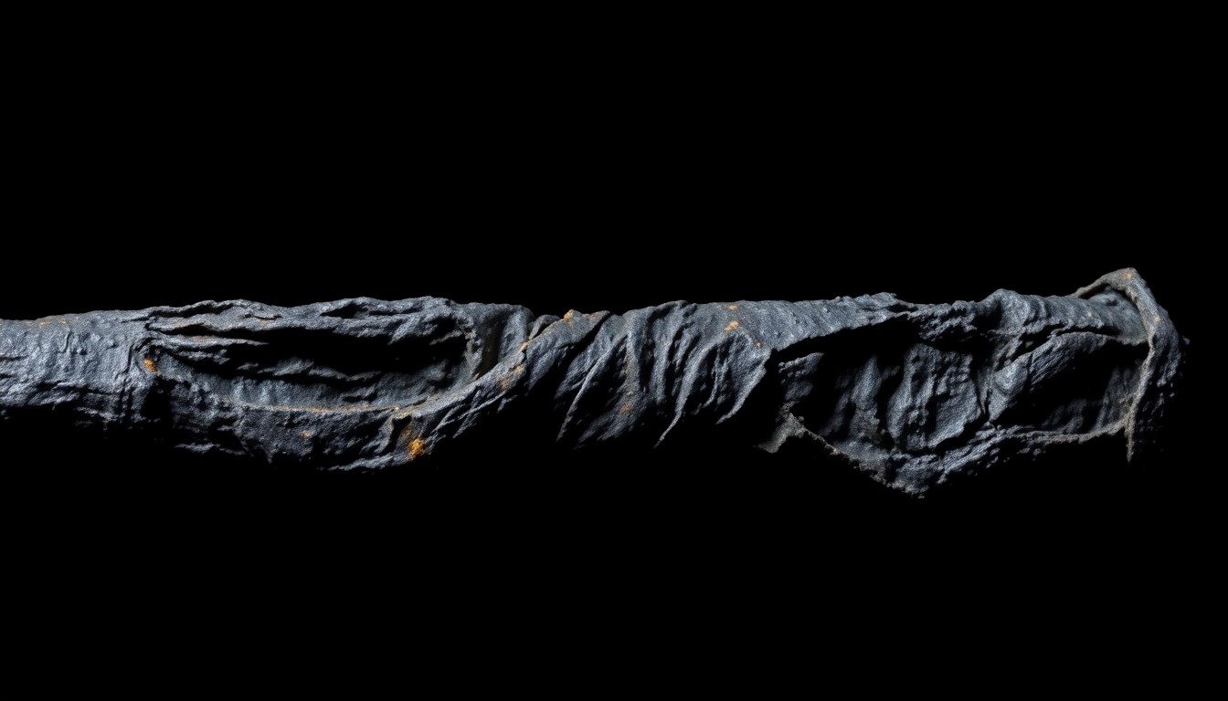 An extreme close-up of a charred, twisted piece of metal, capturing the gritty, investigative aftermath of a violent crime scene.