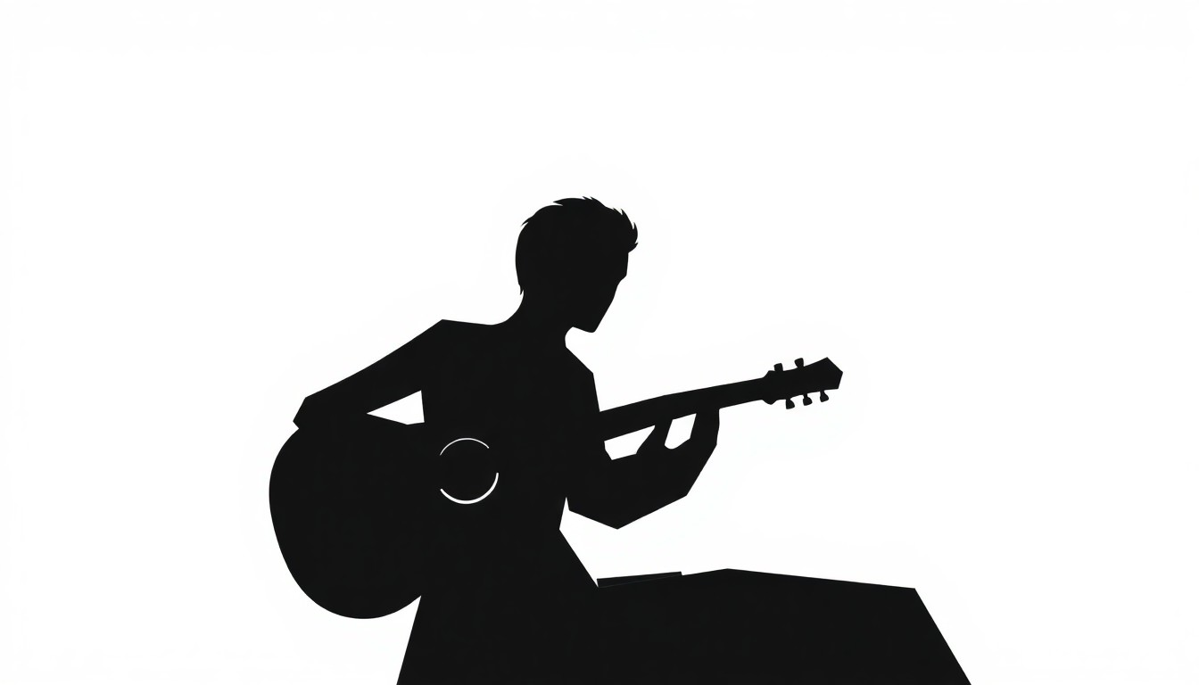 An abstract, minimalist illustration using bold, geometric black and white shapes to represent the emotional journey of a singer-songwriter, without any text or literal depictions.