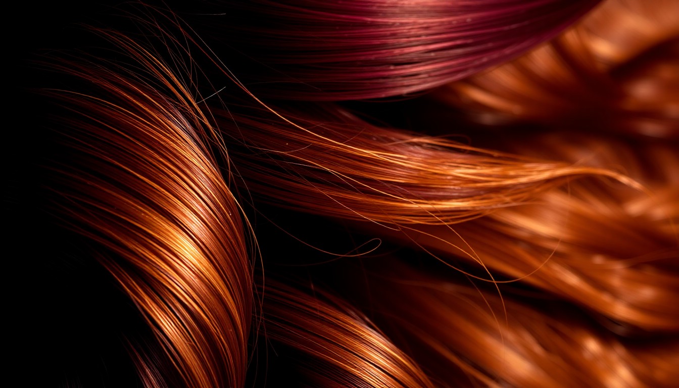An extreme close-up of shimmering, textured hair strands in a rich, jewel-toned color palette, capturing the luxurious aesthetic of Beyoncé's new hair care line.