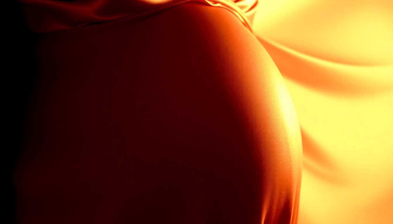 An abstract close-up photograph of a shimmering, textured satin fabric in dramatic studio lighting, conveying the glamour and intimacy of a celebrity pregnancy announcement.