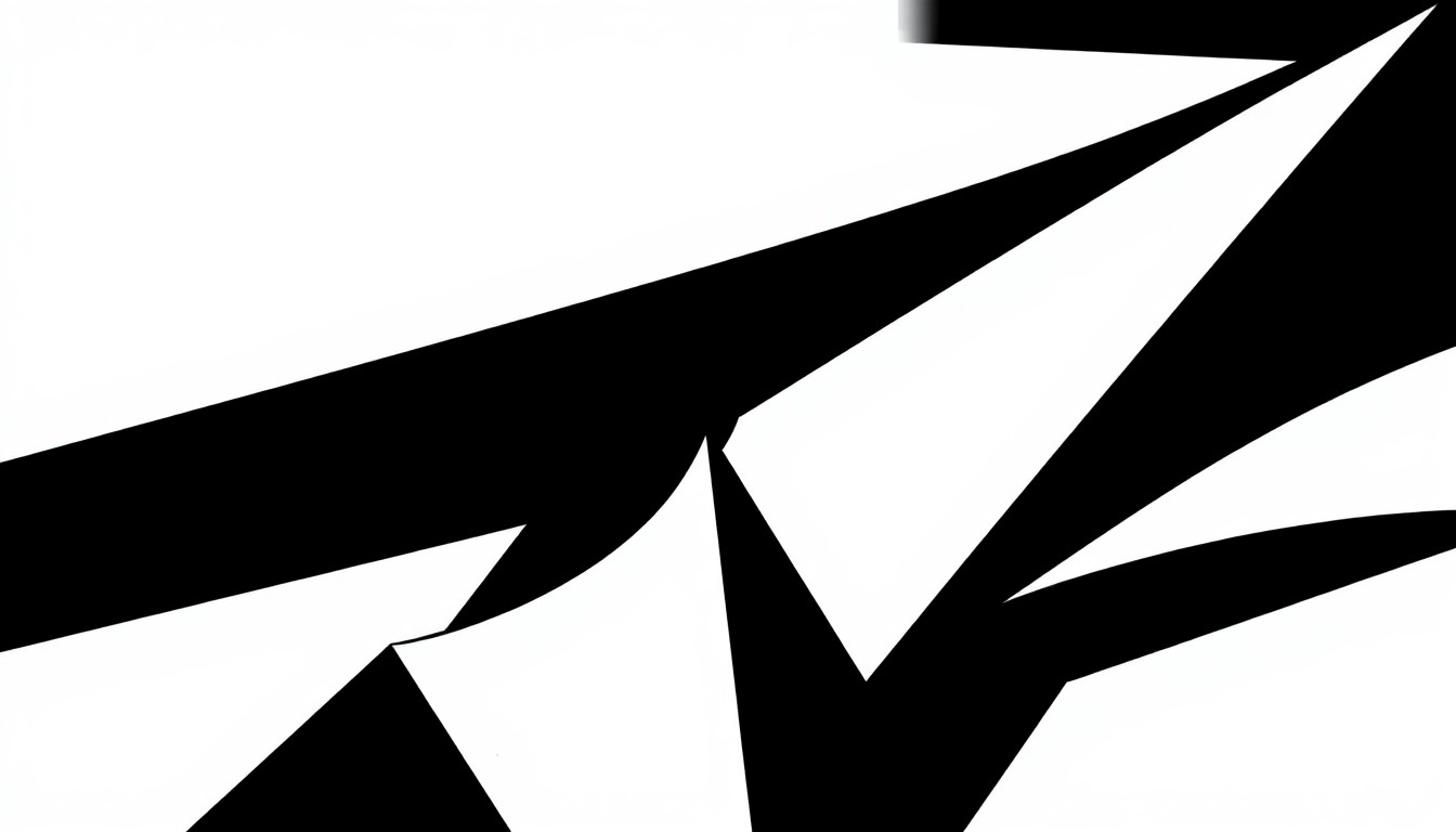 A dramatic, abstract composition of bold, angular black shapes against a stark white background, conceptually representing the glamour and significance of major entertainment awards ceremonies.