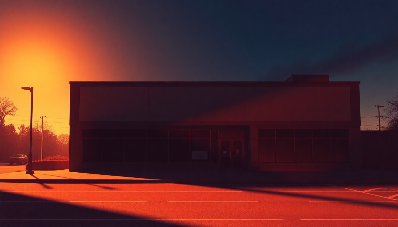 A photorealistic painting of an empty government office interior with warm sunlight streaming through the windows, conveying a sense of quiet contemplation and civic responsibility.