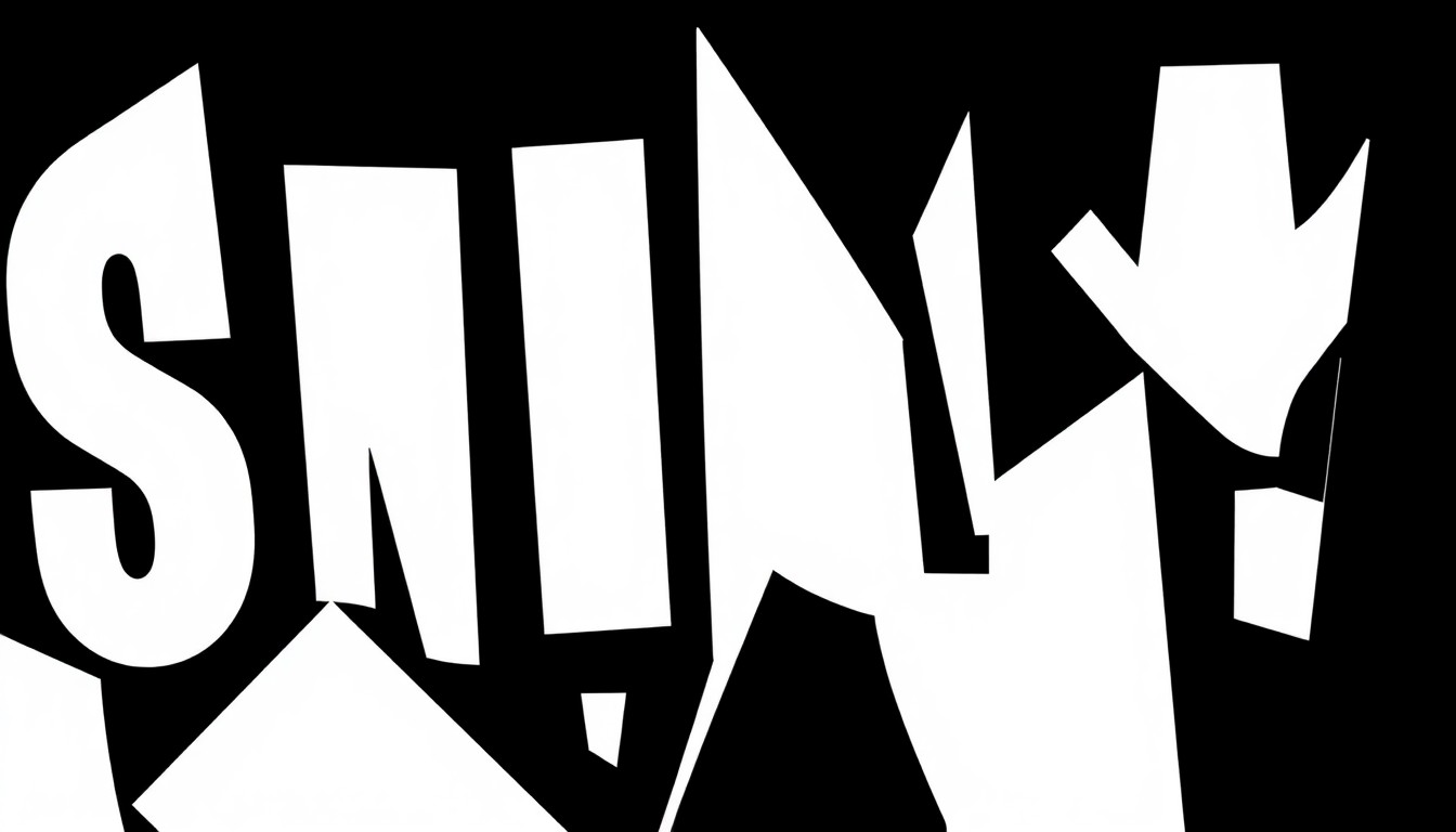 A dramatic black and white illustration featuring bold, angular geometric shapes and silhouettes, conveying the tense, uncertain energy of a first-time SNL host preparing for their debut.