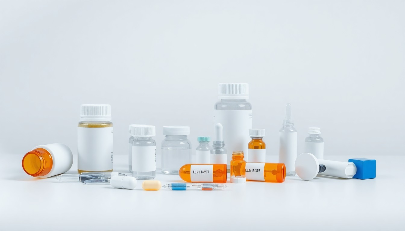 A photorealistic studio still life featuring a collection of polished, geometric pharmaceutical and medical device components arranged elegantly on a clean, monochromatic background, conceptually representing the abstract challenges of supply chain management and regulatory compliance in the medical industry.