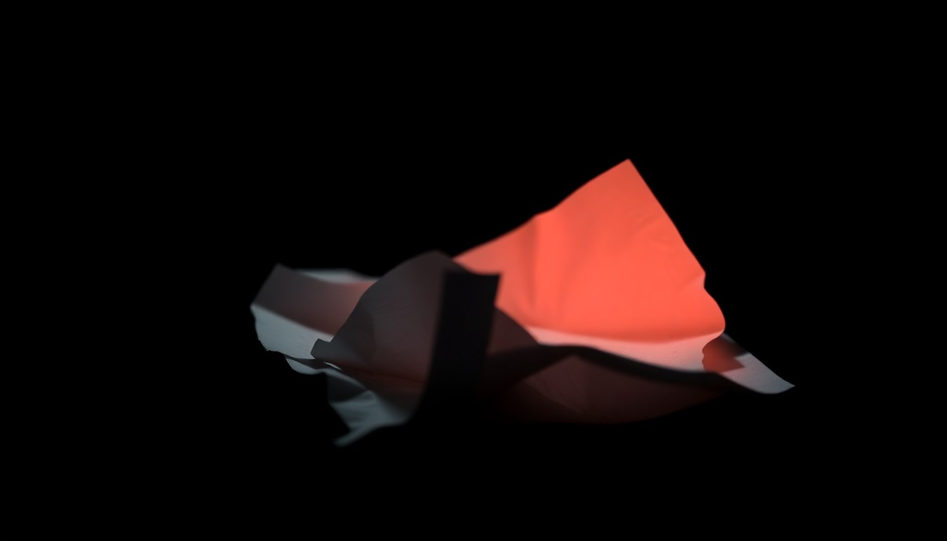 An extreme close-up of crumpled official paperwork reflecting a harsh, direct camera flash, conceptually representing the stark, investigative nature of a scam targeting vulnerable residents.