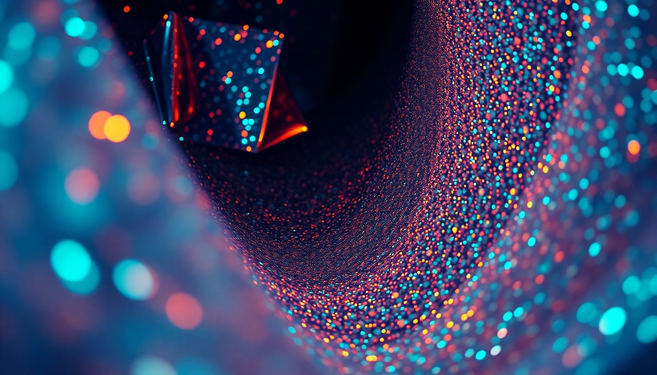 An abstract close-up photograph featuring dramatic, high-contrast textures of shimmering, reflective materials, conceptually representing the audiovisual elements of Radiohead's 'KID A MNESIA' exhibit.