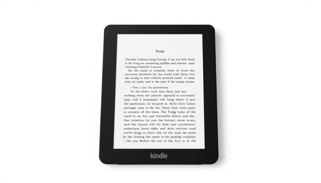 An extreme close-up of a minimalist, matte black and silver Kindle e-reader device with clean, geometric lines and subtle metallic accents, conceptually representing the discontinuation of support for older Amazon e-readers.
