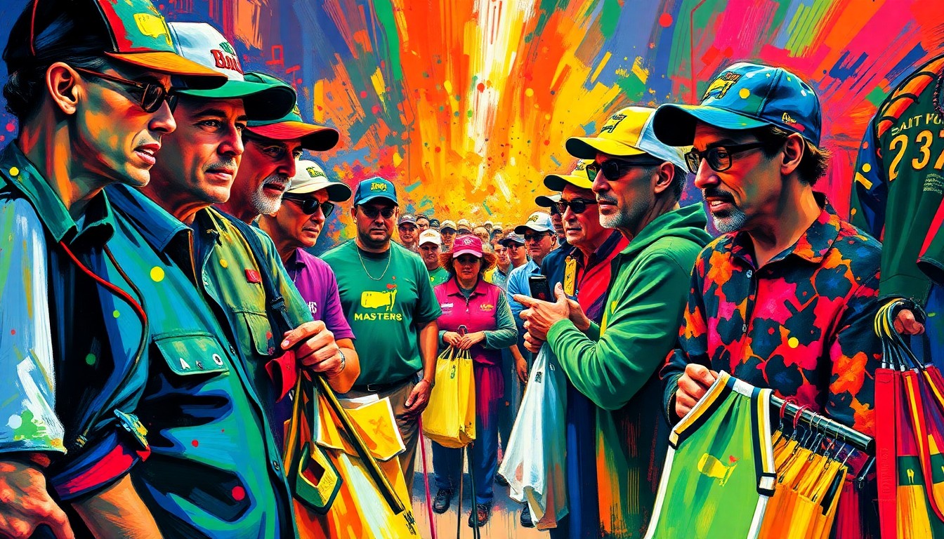 An extreme close-up of a shattered car sensor lens reflecting a faint red light, conceptually illustrating the vibrant energy and excitement of fans shopping for Masters merchandise.