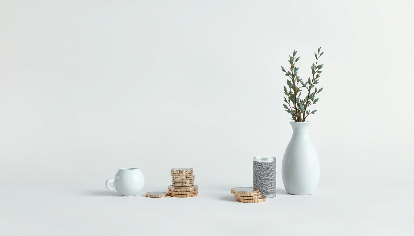 A high-end, photorealistic studio still-life photograph featuring a stack of polished metal cubes and a single glass sphere on a clean, white background, conceptually representing the abstract corporate strategy and financial markets.