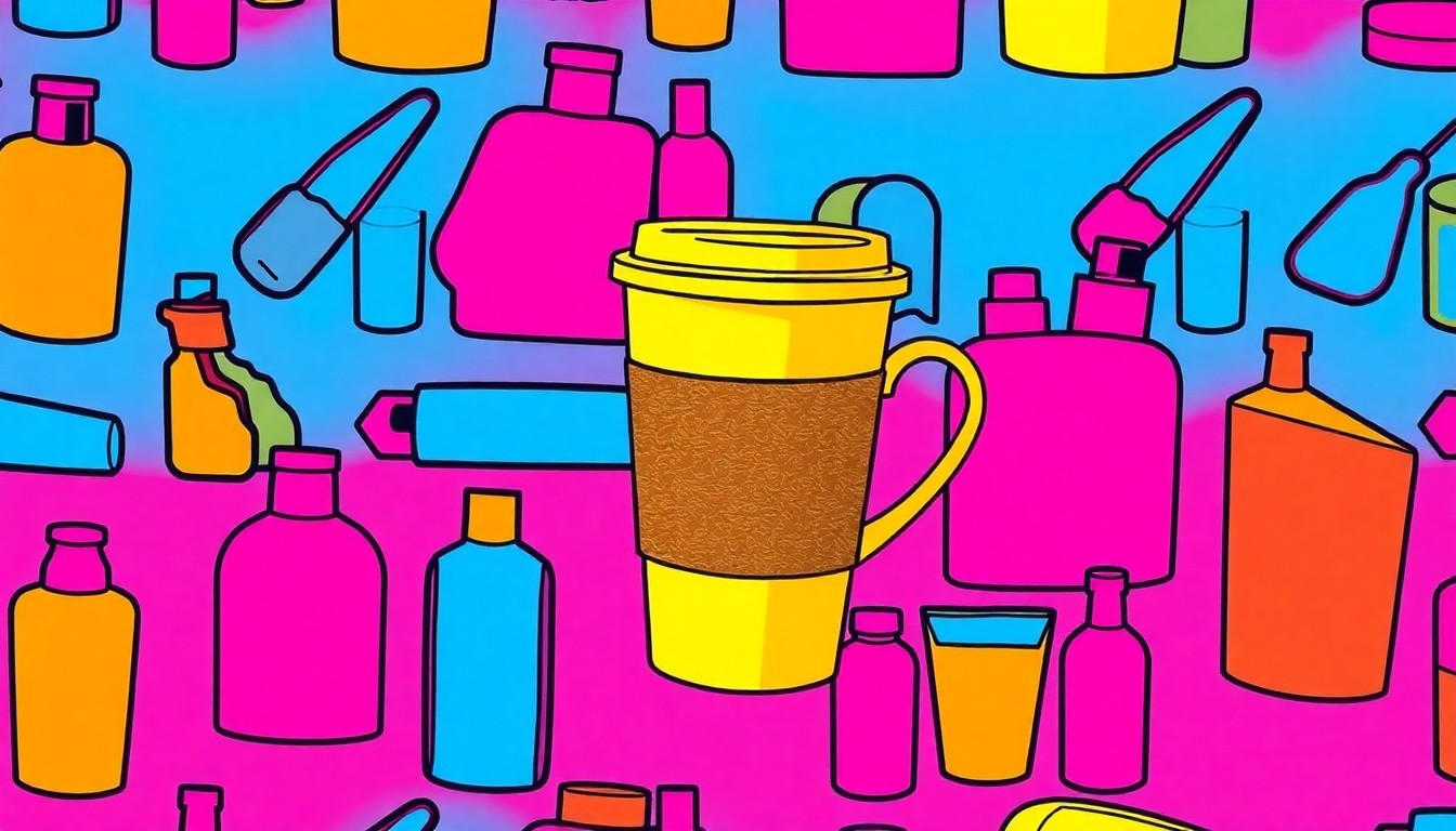 A brightly colored, high-contrast silkscreen print of a modern kitchen appliance or home decor item repeated in a tight grid pattern, capturing the vibrant and stylish aesthetic of this Alameda property.