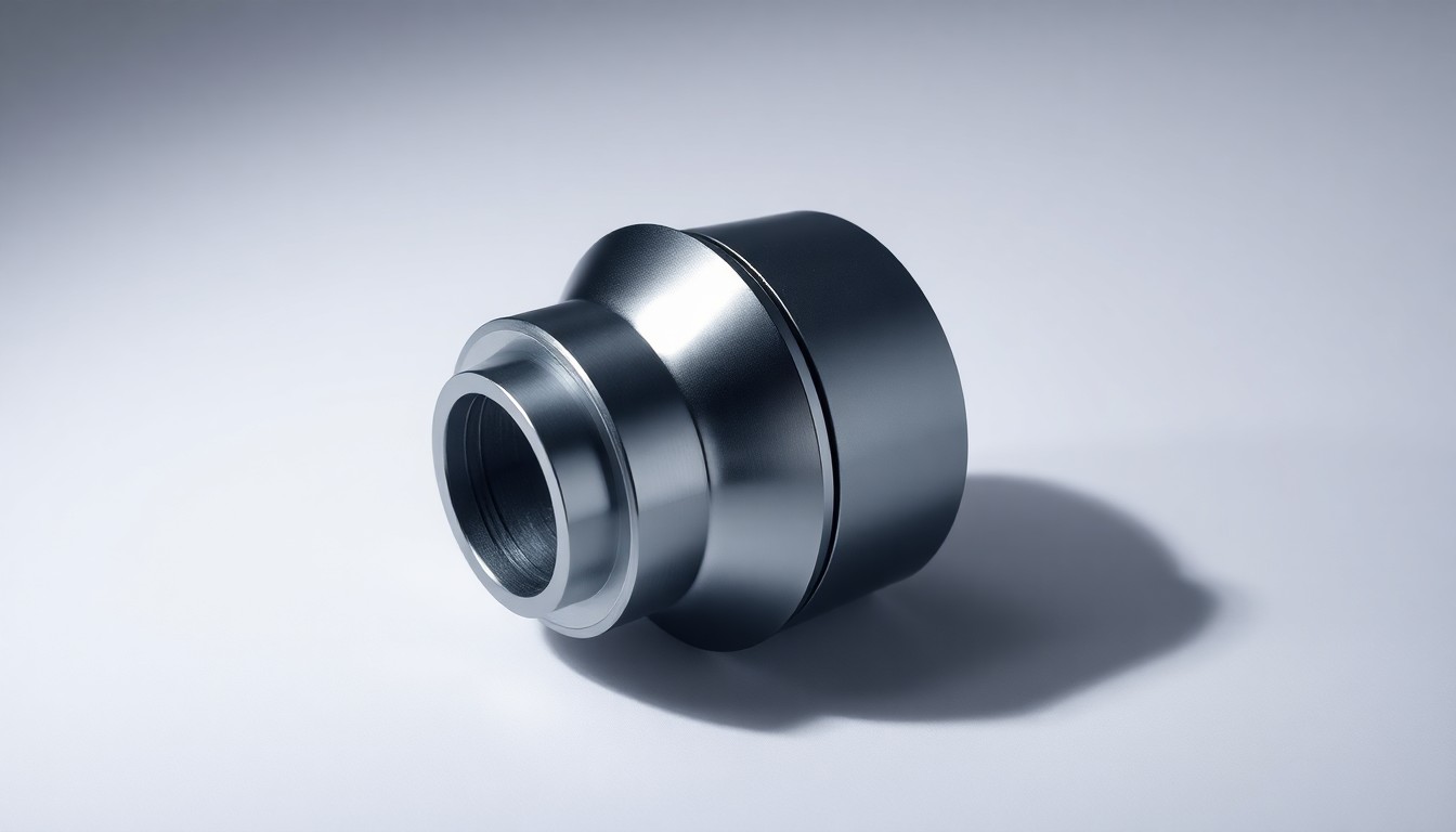 A high-end, photorealistic studio still-life photograph featuring a polished, geometric metal medical device or component, such as a dialysis machine part or sensor, elegantly arranged on a clean, monochromatic seamless background with dramatic lighting and sharp shadows, conceptually representing the advanced technology and innovation of Outset Medical's dialysis solutions.