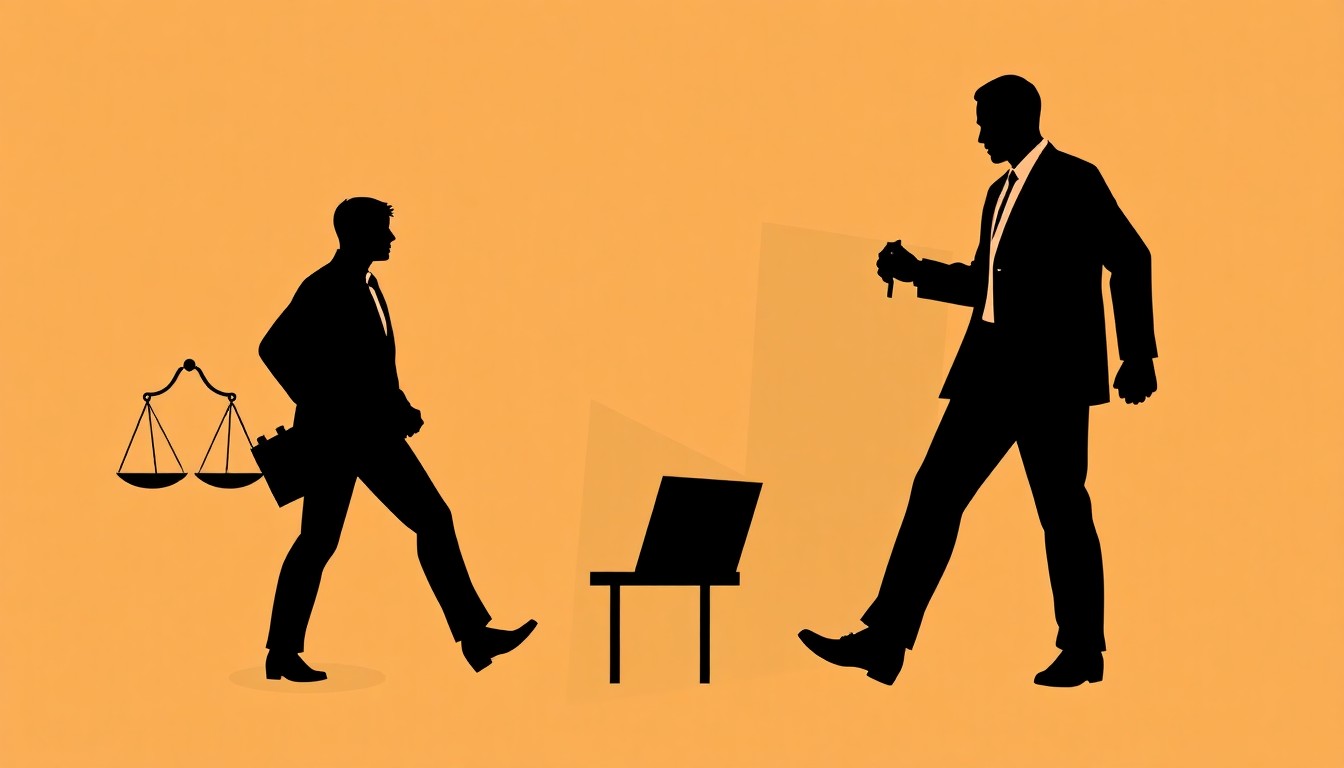 An abstract composition of jagged, overlapping geometric shapes in muted earth tones, conceptually representing a law firm's creative online presence and brand-building efforts.