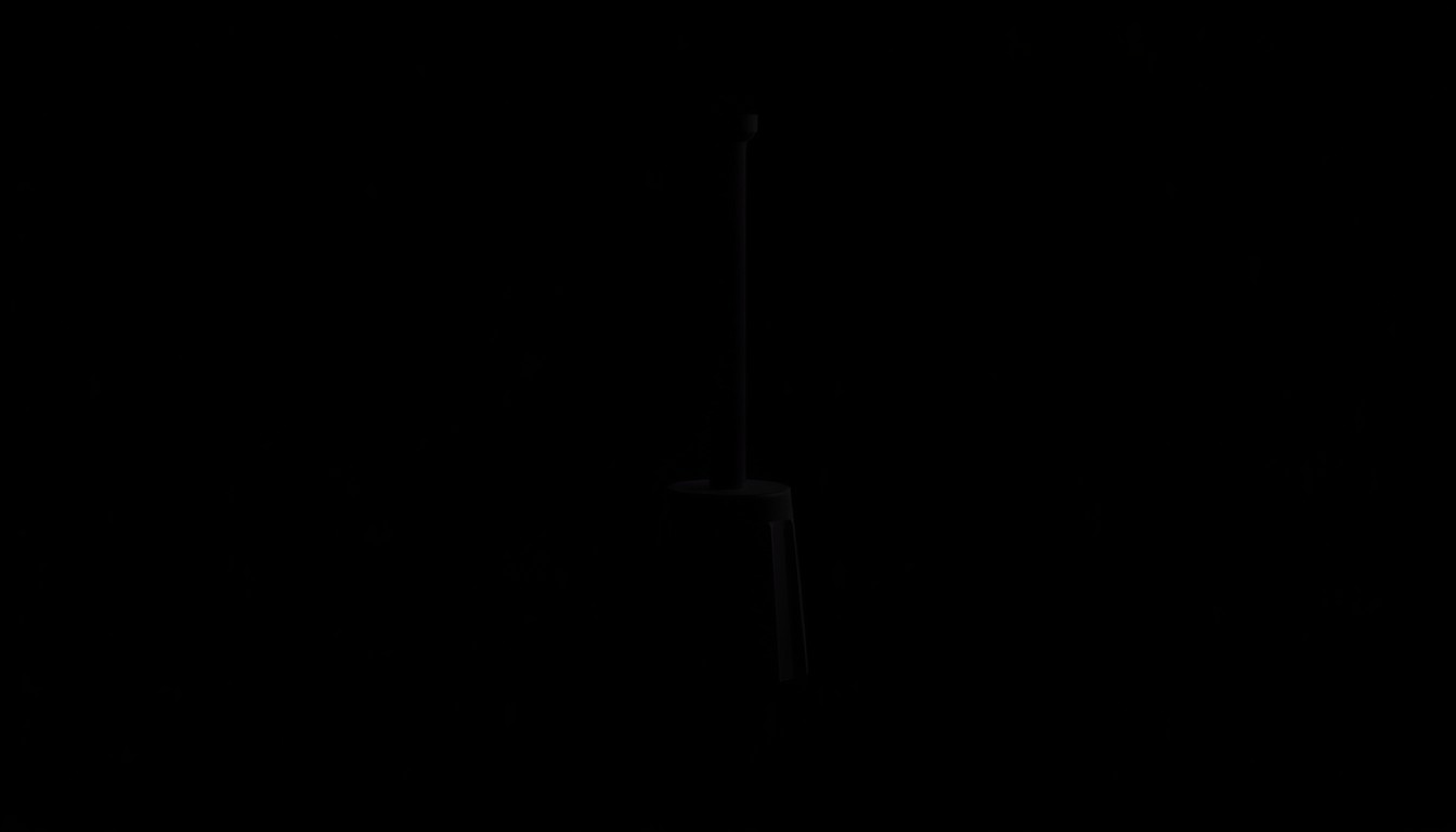 An extreme close-up photograph of a toilet plunger against a pitch-black background, lit by a harsh, direct camera flash, conceptually representing the alleged drowning of a newborn in a tragic case that has shocked the local community.