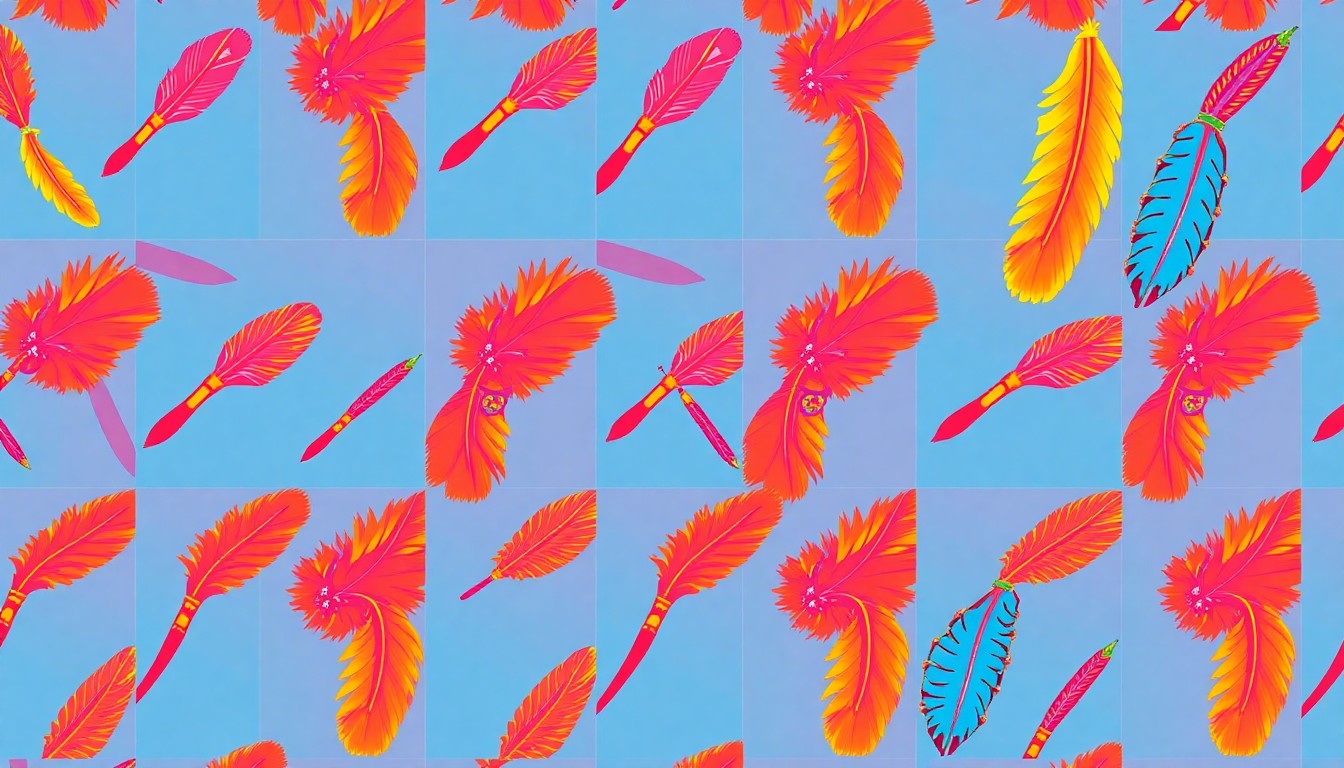 A high-contrast, silkscreen-style illustration of a traditional Native American drum, repeated in a grid pattern with overlapping neon colors and heavy black outlines, capturing the energy and artistry of the UTA powwow celebration.