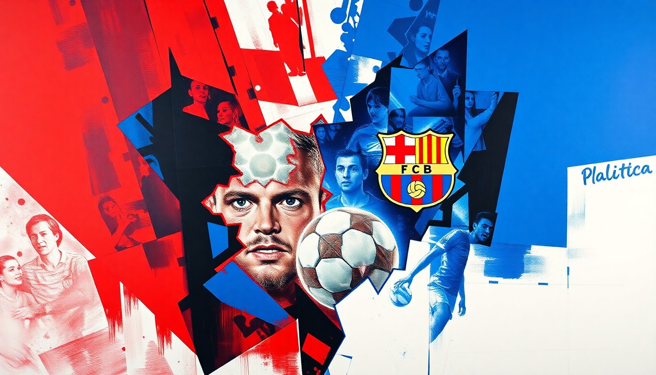 A cubist, geometric painting depicting the intense action and competition of a high-stakes football match between two teams, with sharp planes of color and overlapping perspectives conveying the drama and energy of the game.