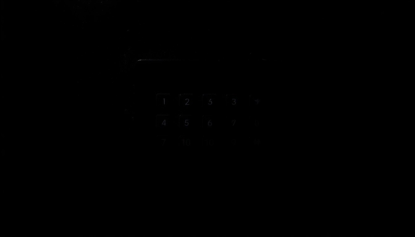 An extreme close-up photograph of a security keypad or alarm panel, the textured surface and dramatic shadows creating a stark, gritty, investigative aesthetic.
