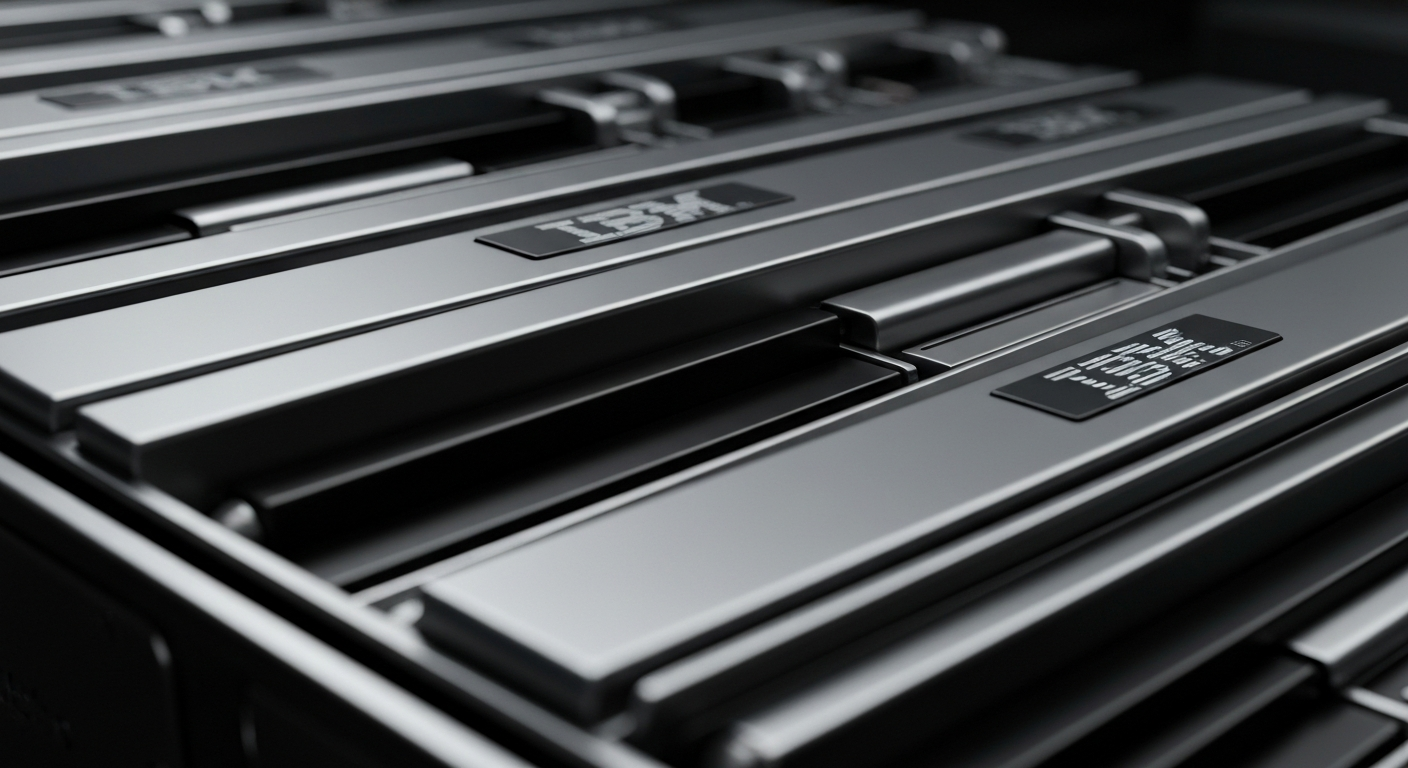 A highly detailed, black-and-white close-up photograph of the intricate gears and mechanisms of a large, industrial banking machine, conveying a sense of the company's institutional stability and financial security.