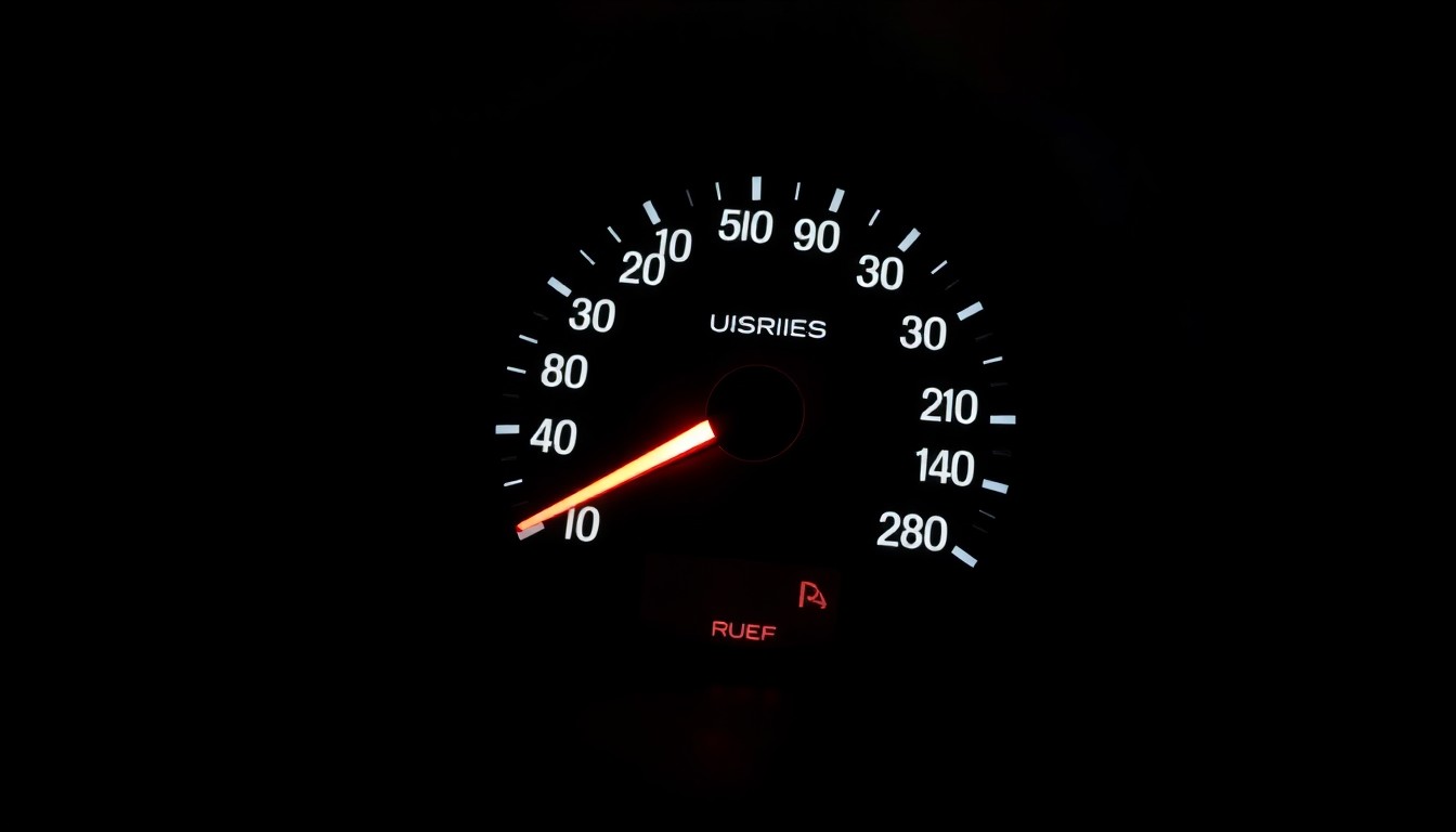 An extreme close-up photograph of a car odometer or fuel gauge dial, lit by a harsh, direct camera flash against a pitch-black background, conceptually illustrating the financial irregularities uncovered in the audit.