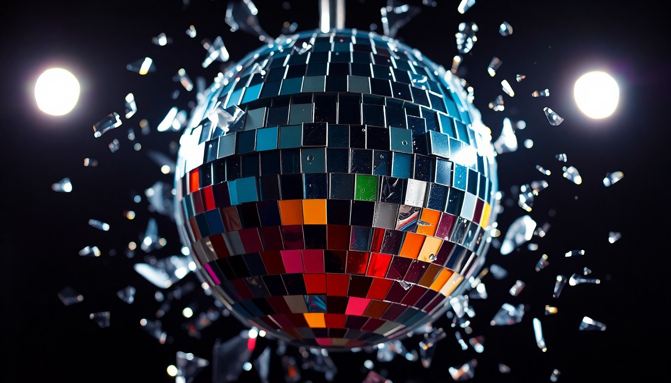 An extreme close-up of shattered, glittering glass fragments in high-contrast studio lighting, conceptually representing the fallout from a reality TV love triangle.