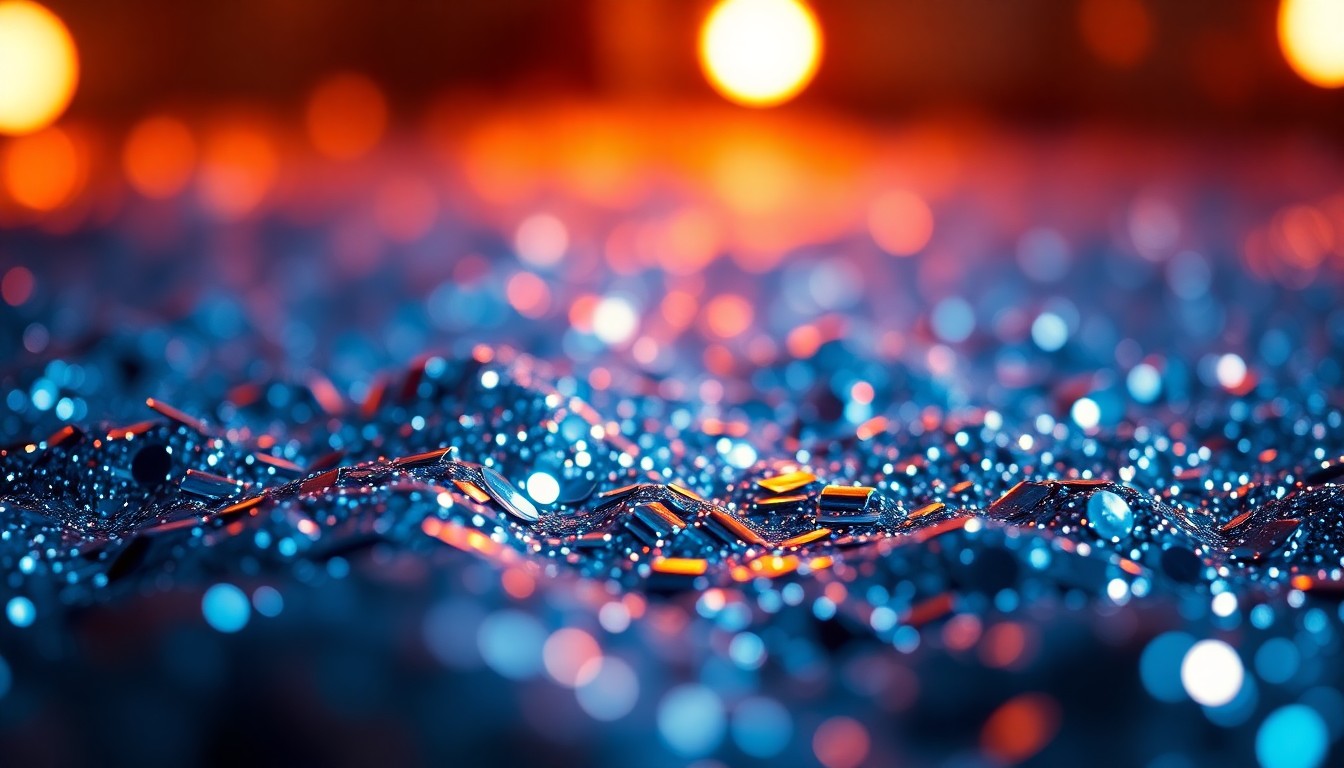 An extreme close-up of shimmering, textured sequins in high-contrast studio lighting, conveying a sense of luxury and glamour without depicting any specific objects or people.