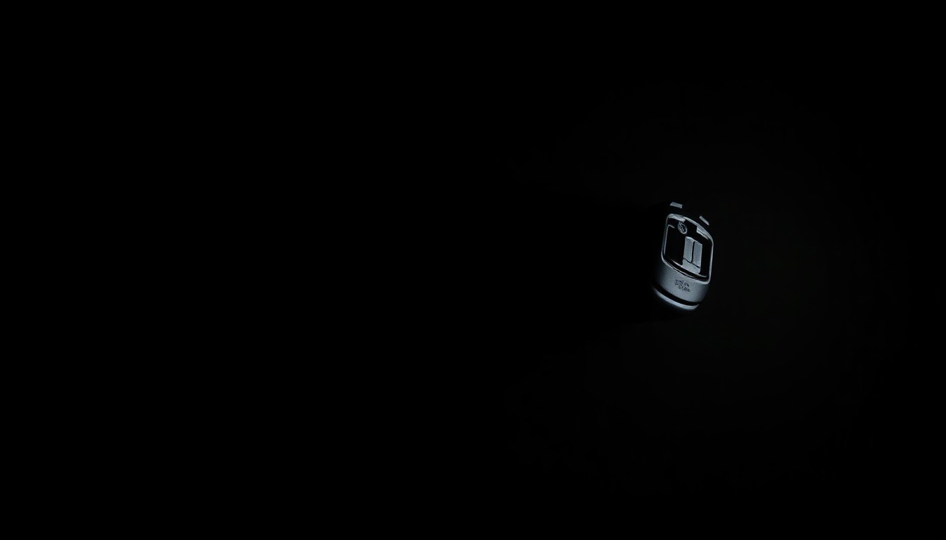 An extreme close-up photograph of a handgun magazine, its metallic surface reflecting the harsh light of the camera flash, creating a stark, gritty, and investigative aesthetic that conceptually represents the confiscation of illegal firearms.