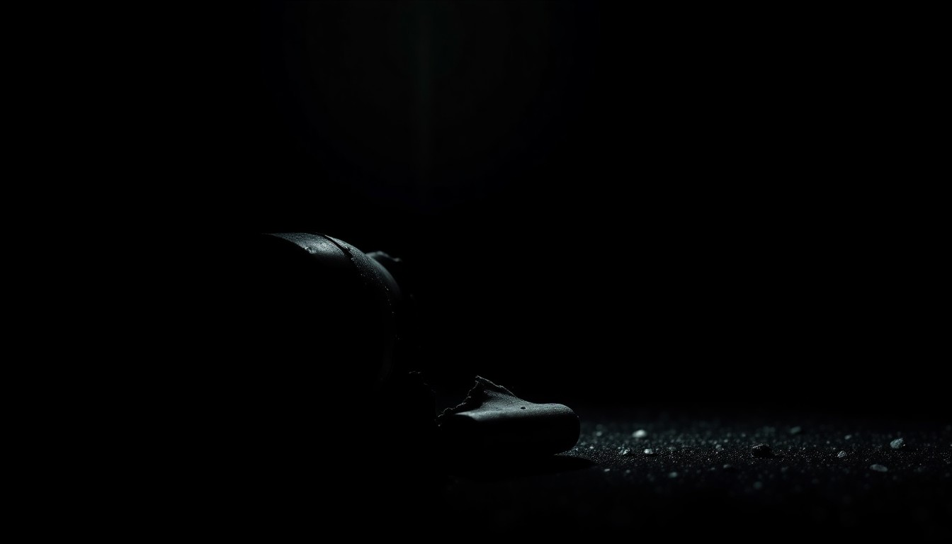 An extreme close-up photograph of a cracked and damaged car tailpipe, conceptually representing the discovery of drug paraphernalia during a routine traffic stop.