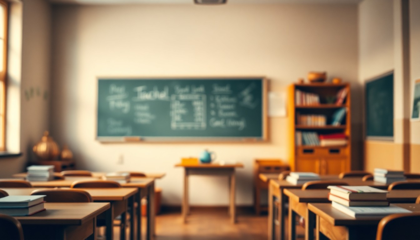 A softly focused, abstract image in warm earth tones depicting the quiet remnants of a classroom, conveying a sense of nostalgia and the lasting impact of an educator's life.