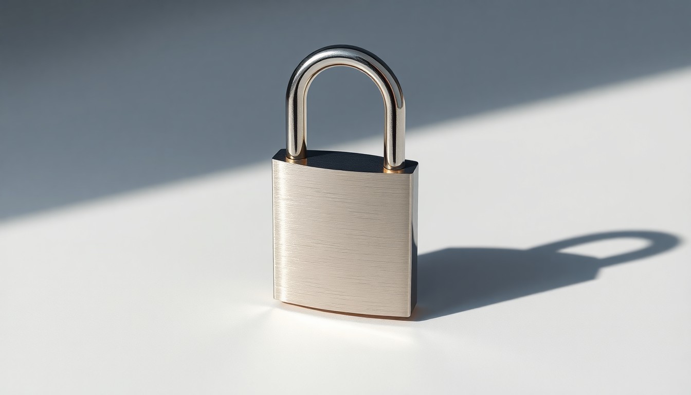 A close-up photograph of a shiny metal padlock resting on a plain white background, conveying the abstract concepts of workplace policies and employee rights.