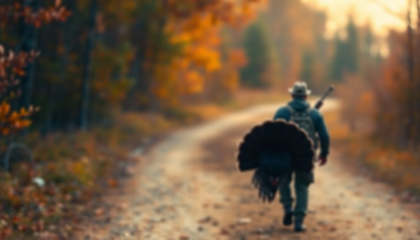 An abstract, impressionistic photograph of a person walking down a dirt road in a wooded area, with the surroundings blurred into soft, colorful shapes and textures.