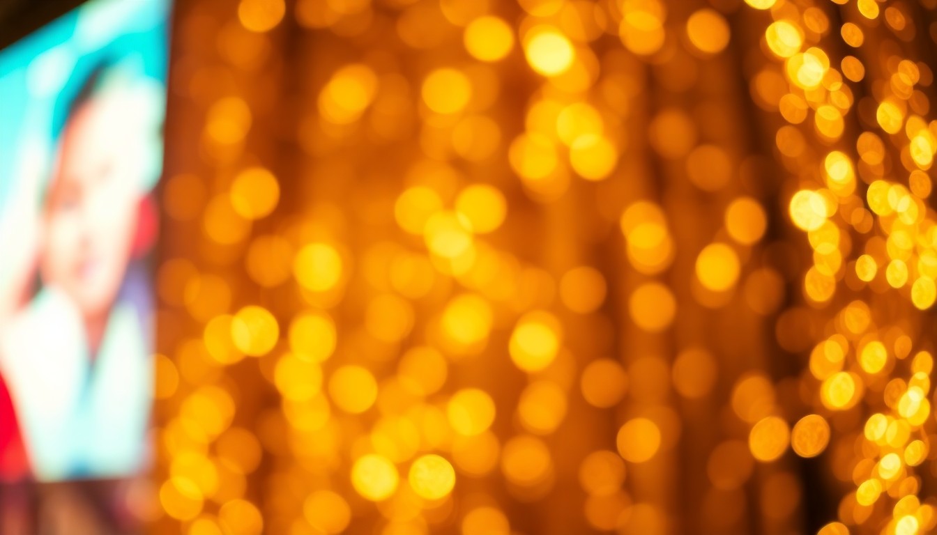 An extreme close-up of sparkling, multicolored stage lights and reflective surfaces, conceptually representing the high-energy atmosphere of a country music festival.