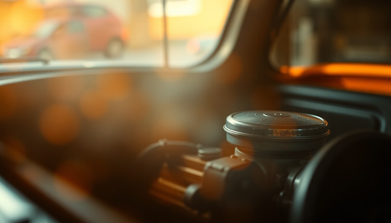 An abstract, impressionistic photograph of blurred, warm-toned shapes and forms, suggesting the tools and machinery of an auto repair shop, conveying a sense of loss and nostalgia.