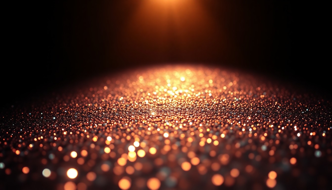 An extreme close-up photograph of a shimmering, glittering sequin texture in dramatic, high-contrast studio lighting, conceptually representing the glamour and showmanship of a legendary music icon's live performance.