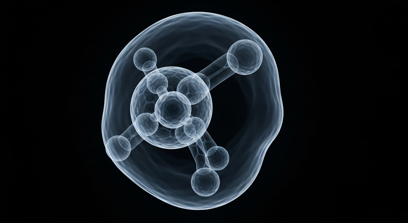 A ghostly, translucent X-ray image showing the molecular structure of a water molecule, conceptually representing the internal composition of drinking water and the need to maintain consistent fluoride levels.