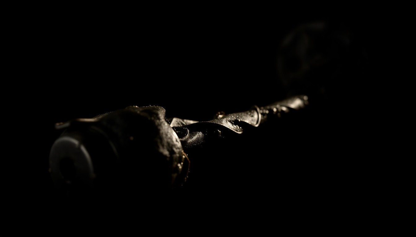 An extreme close-up photograph of a charred, twisted metal object from the house fire, capturing the gritty, investigative nature of the incident.