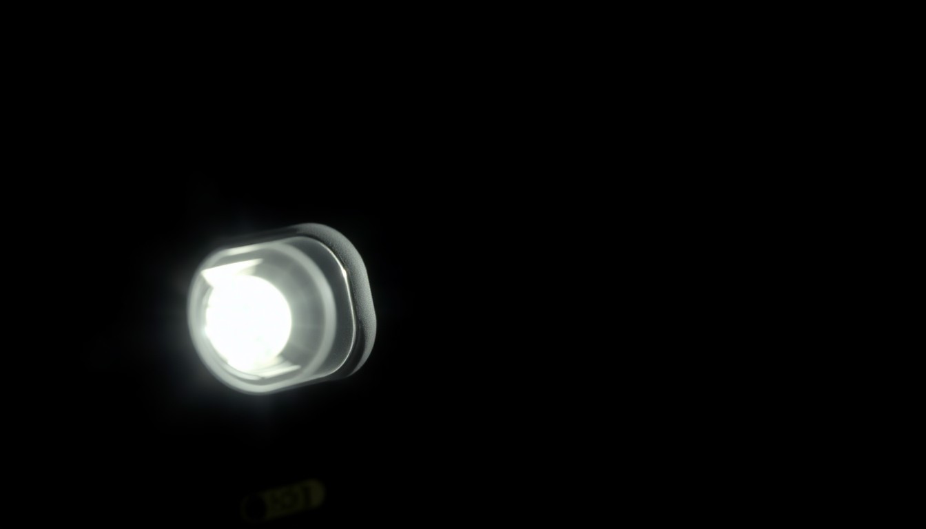 An extreme close-up photograph of a damaged car sensor or dashboard component, lit by a harsh, direct camera flash against a pitch-black background, conceptually illustrating the violence of the attack on the good Samaritan.