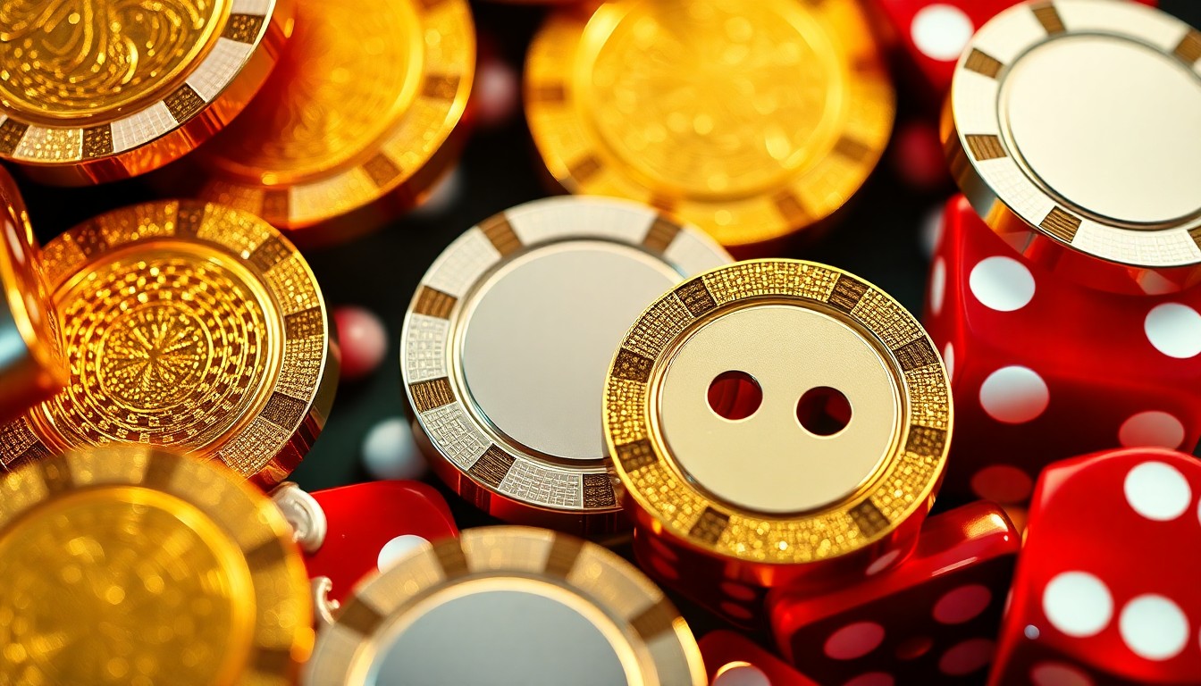 An extreme close-up photograph of shimmering, high-contrast casino chips and dice in a dramatic, high-fashion studio lighting setup, conceptually representing the glamour and risk of celebrity gambling.