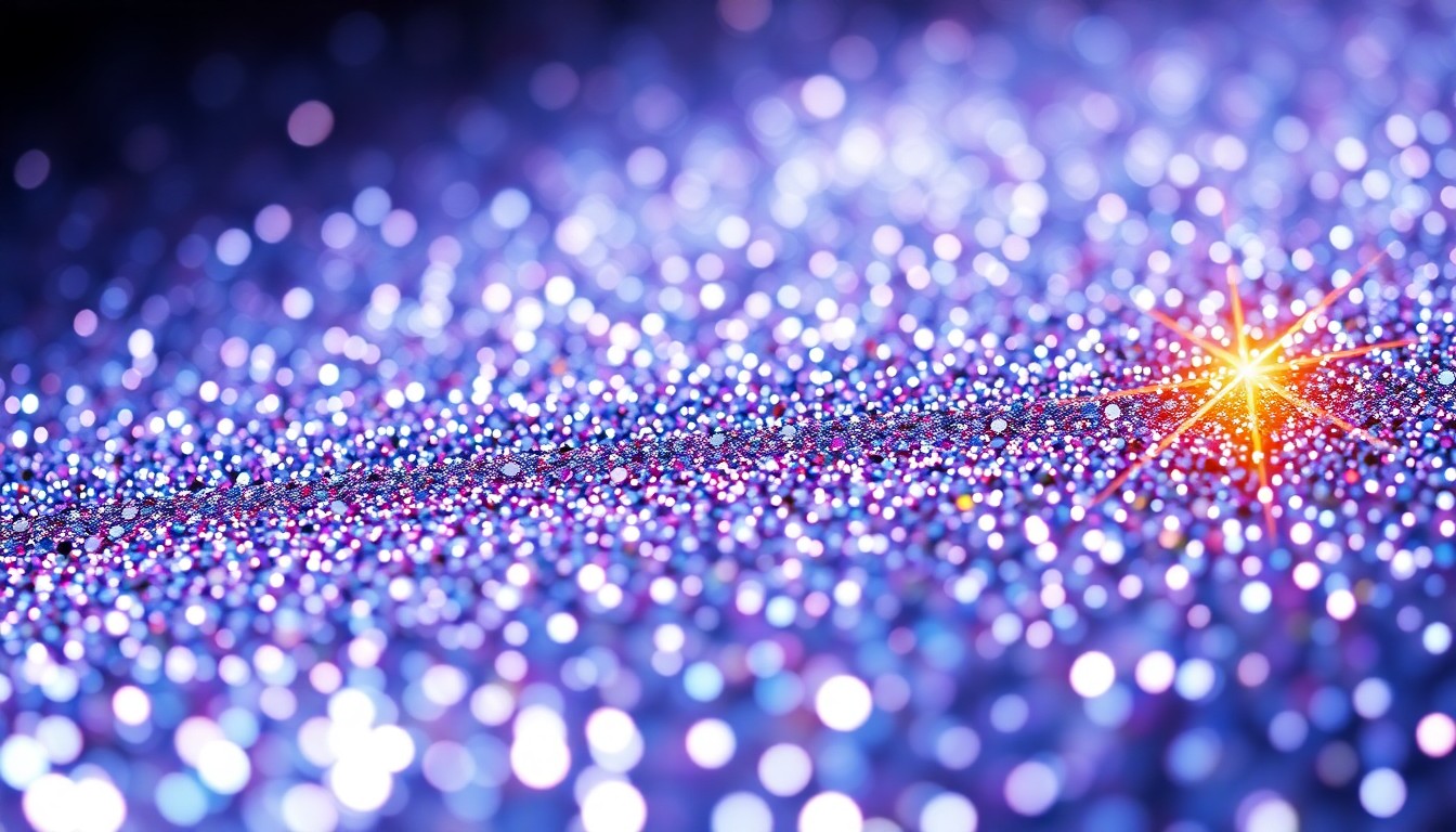 An extreme close-up photograph of sparkling, glittering sequins illuminated by dramatic studio lighting, creating a high-contrast, glamorous texture that evokes the energy and excitement of a televised singing competition.